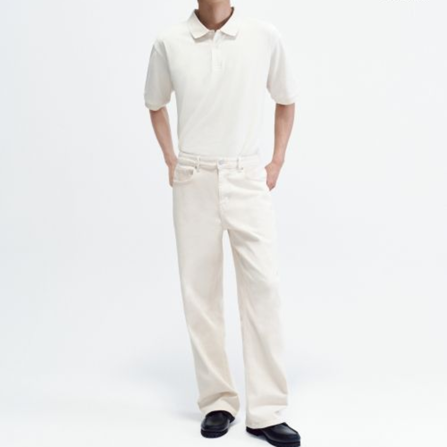 [Cooltandard] Relaxed Fit Piqué Polo Shirt [Cream]