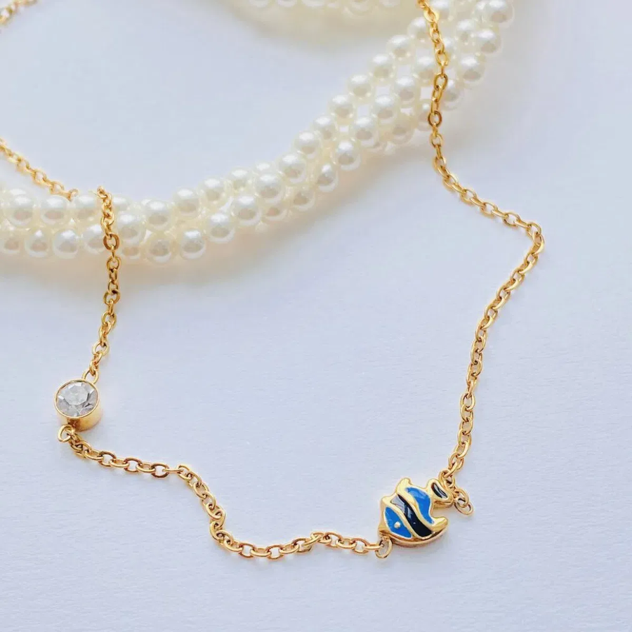 Колье с подвеской в виде тропической рыбки из хирургической стали