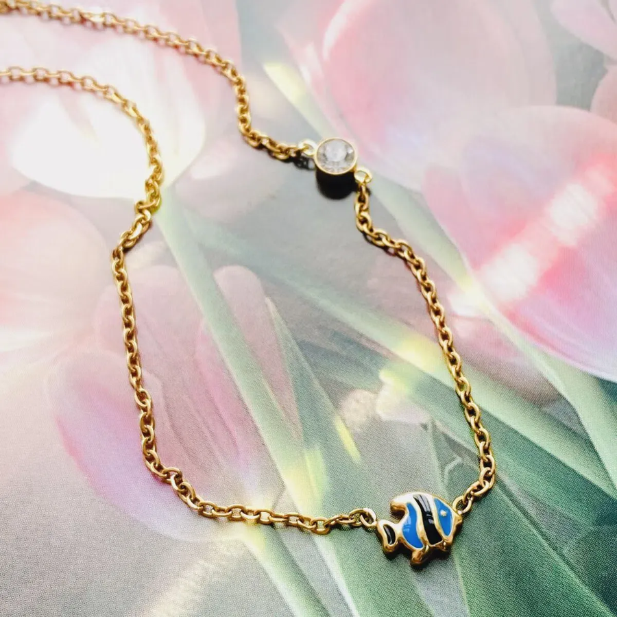 Колье с подвеской в виде тропической рыбки из хирургической стали