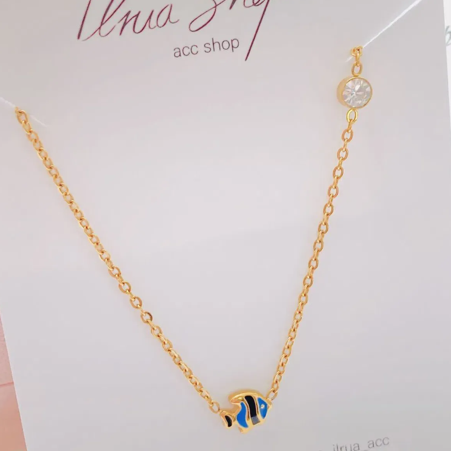 Колье с подвеской в виде тропической рыбки из хирургической стали