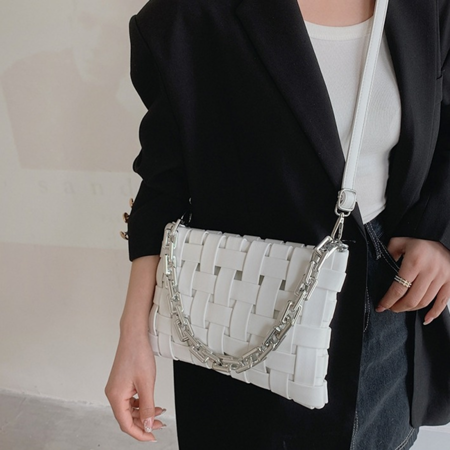 Premium Woven Grid Clutch & Shoulder Bag — элегантная фактура и универсальный стиль