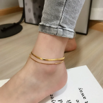 Двухрядный браслет на ногу с цепочкой-змейкой из латуни с позолотой