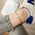 Двухрядный браслет на ногу с цепочкой-змейкой из латуни с позолотой