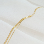 Двухрядный браслет на ногу с цепочкой-змейкой из латуни с позолотой