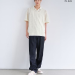 Vertical Crochet Slit Neck Polo Shirt [Ivory]