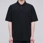 Relaxed Fit Piqué Polo Shirt [Black]