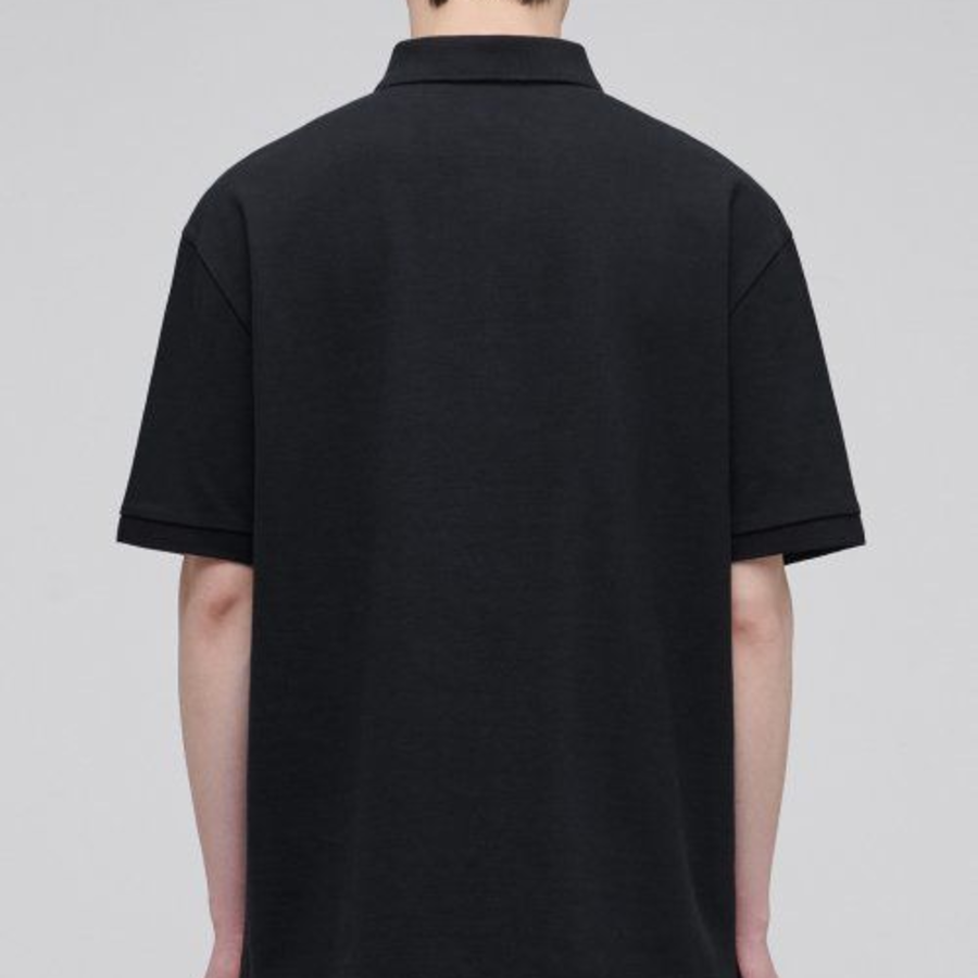 Relaxed Fit Piqué Polo Shirt [Black]