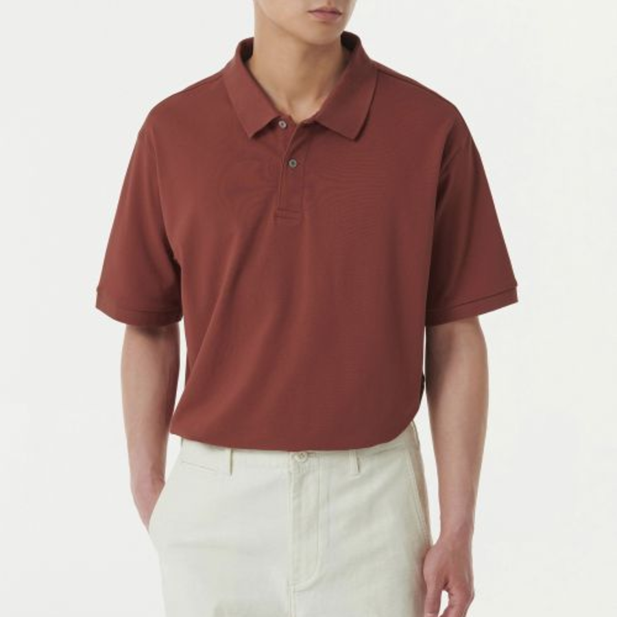 [Cooltandard] Relaxed Fit Piqué Polo Shirt [Brick Red]