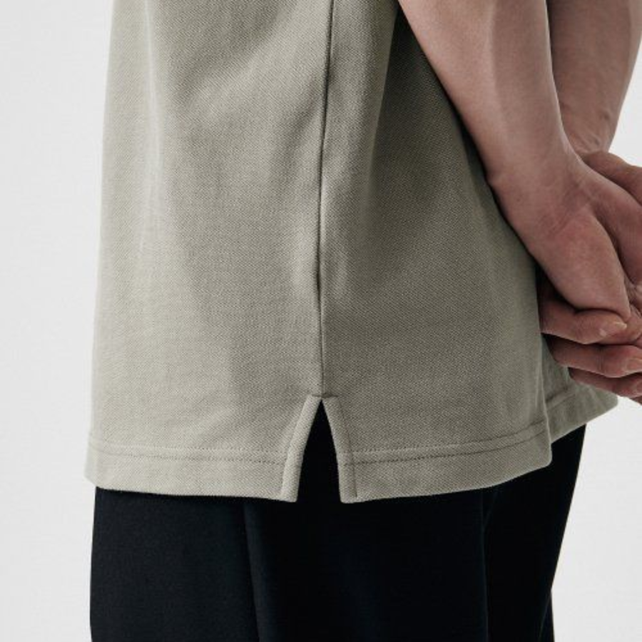 Slit Neck Piqué Polo Shirt [Pistachio]