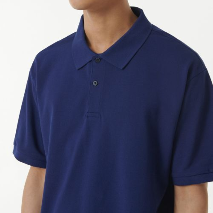 [Cooltandard] Relaxed Fit Piqué Polo Shirt [Ink Blue]