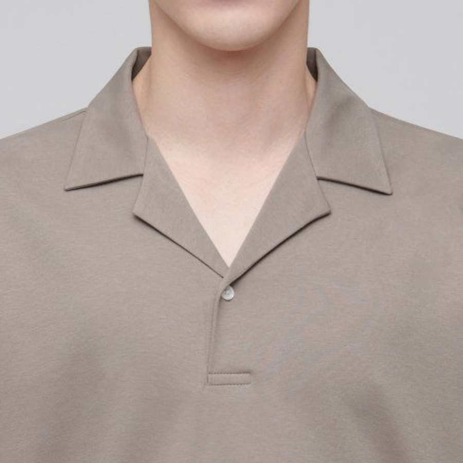 Open Collar Polo Shirt [Dusty Beige]