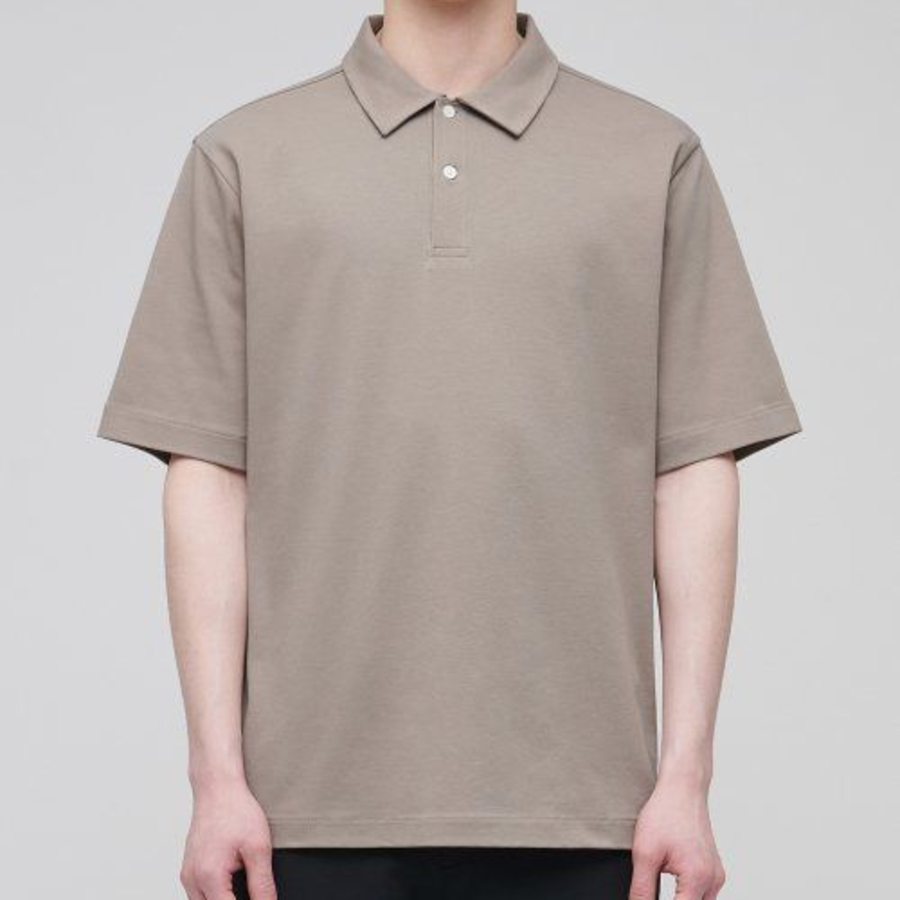 Plain Polo Shirt [Dusty Beige]