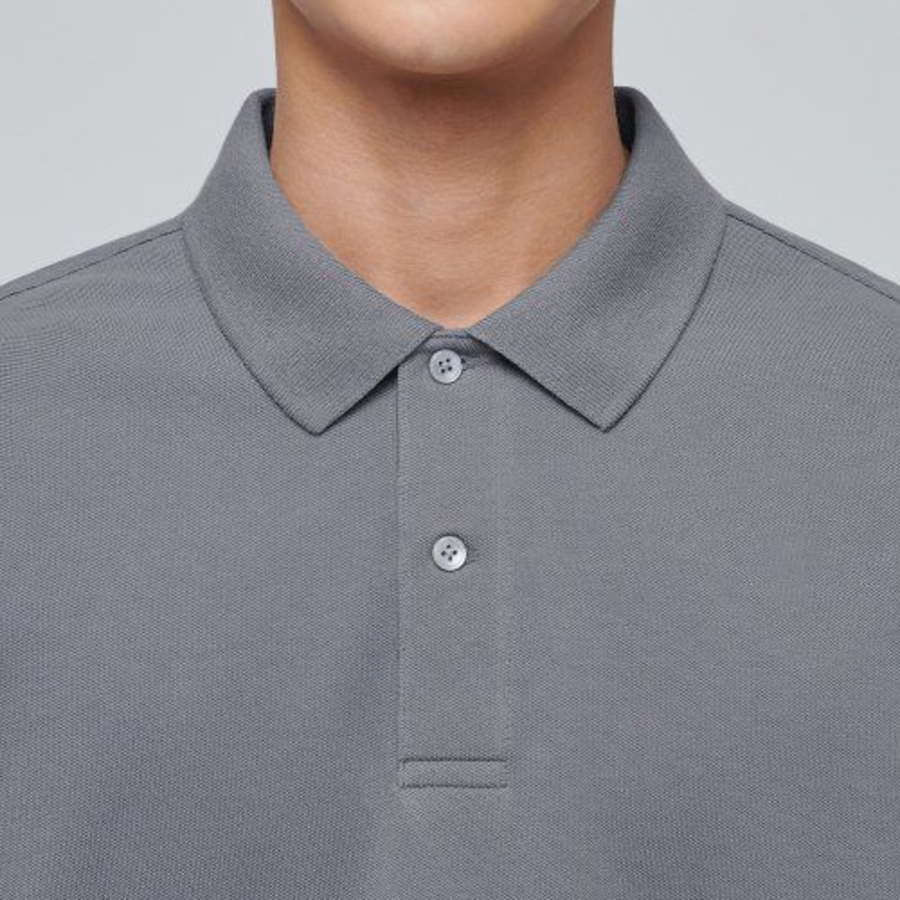Basic Piqué Polo Shirt [Grey]