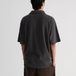 Terry Cloth Slit Neck Polo Shirt [Dark Grey]