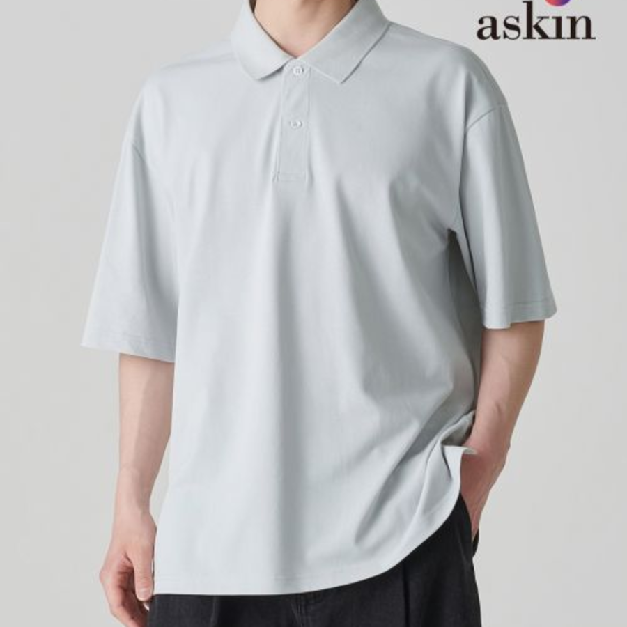 [Cooltandard] Oversized Piqué Polo Shirt [Ash Gray]