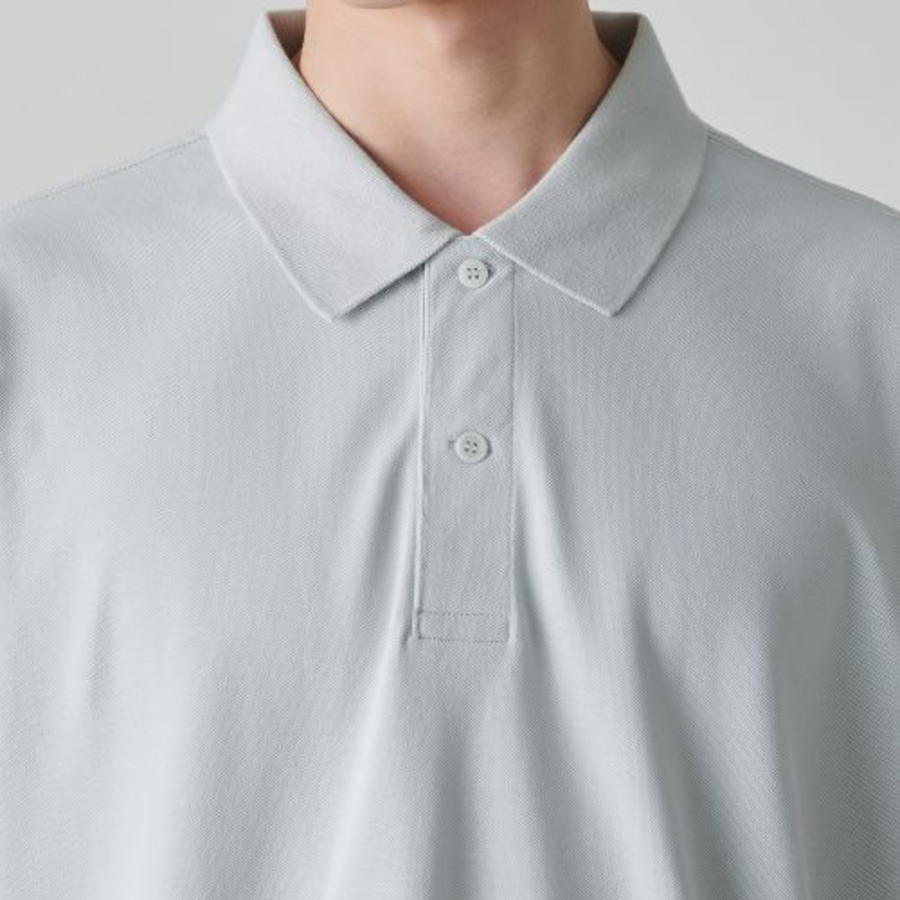 [Cooltandard] Oversized Piqué Polo Shirt [Ash Gray]