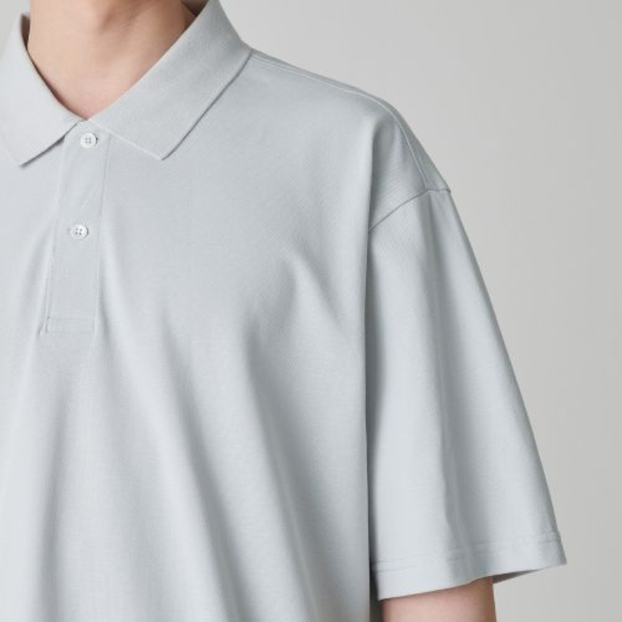 [Cooltandard] Oversized Piqué Polo Shirt [Ash Gray]