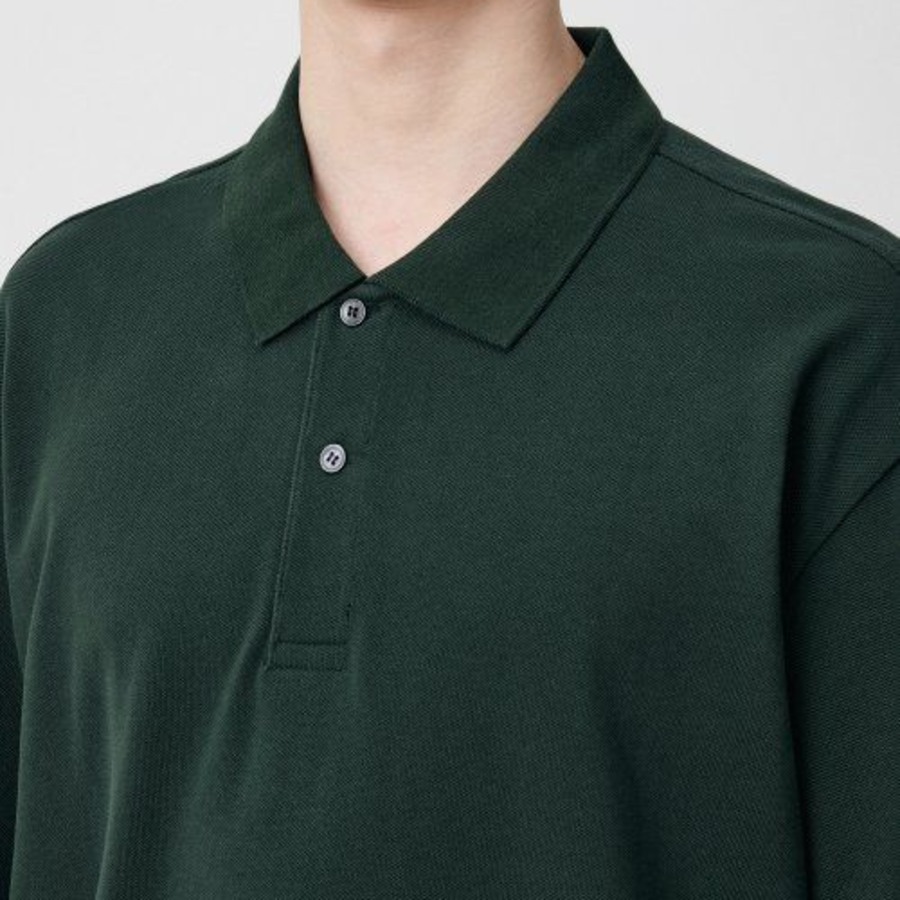 [Cooltandard] Relaxed Fit Piqué Polo Shirt [Deep Green]