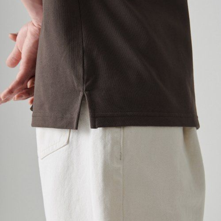 [Cooltandard] Relaxed Fit Piqué Polo Shirt [Dusty Brown]