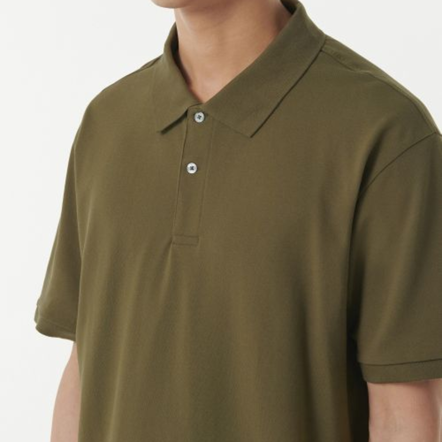 [Cooltandard] Relaxed Fit Piqué Polo Shirt [Olive]