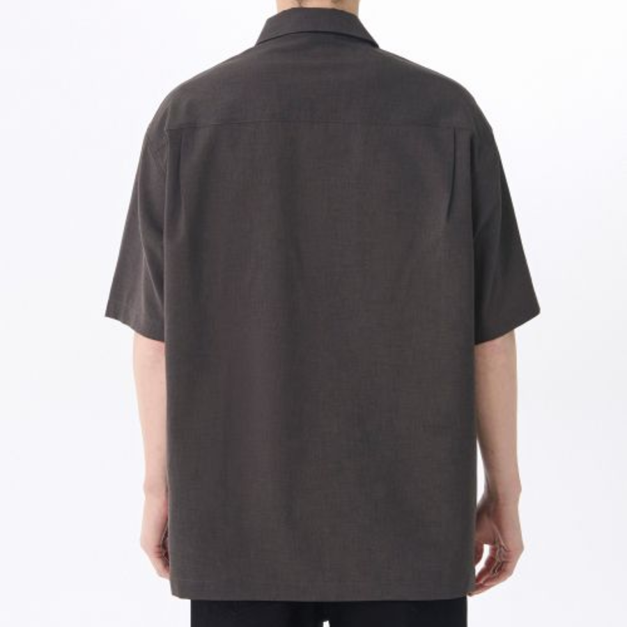 Creased Relaxed Half Zip Short Sleeve Shirt [Gunmetal]