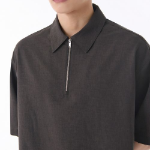 Creased Relaxed Half Zip Short Sleeve Shirt [Gunmetal]