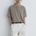 [Cooltandard] Relaxed Fit Piqué Polo Shirt [Dusty Beige]
