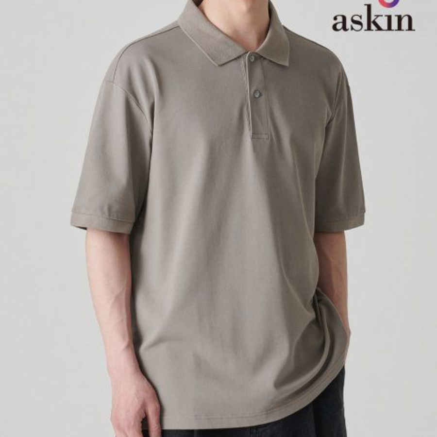 [Cooltandard] Relaxed Fit Piqué Polo Shirt [Dusty Beige]