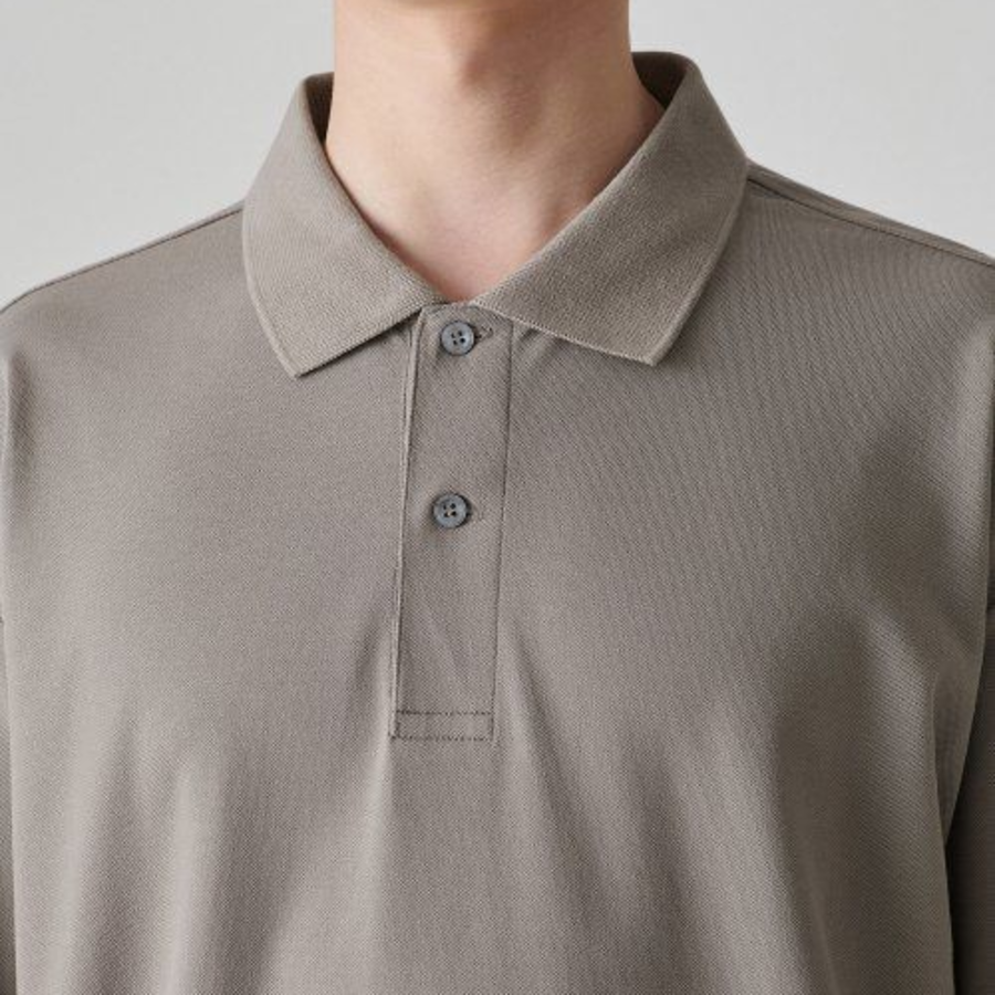 [Cooltandard] Relaxed Fit Piqué Polo Shirt [Dusty Beige]