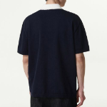 Contrast Collar Knitted Polo Shirt [Navy]