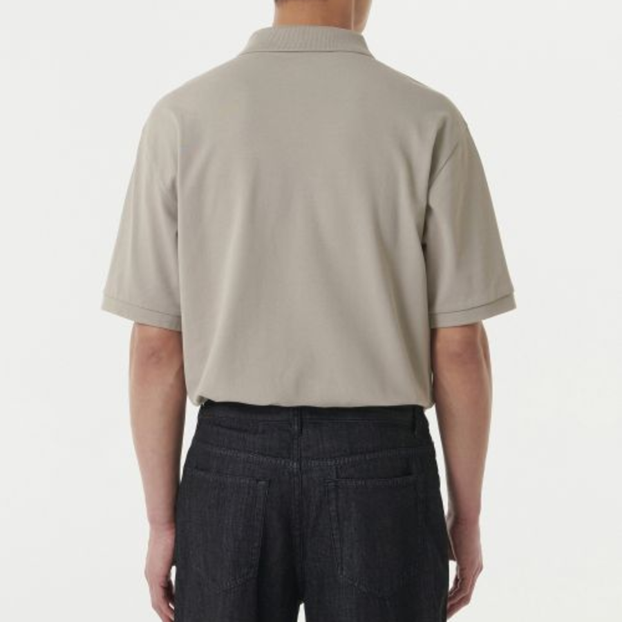 [Cooltandard] Relaxed Fit Piqué Polo Shirt [Grayish Beige]