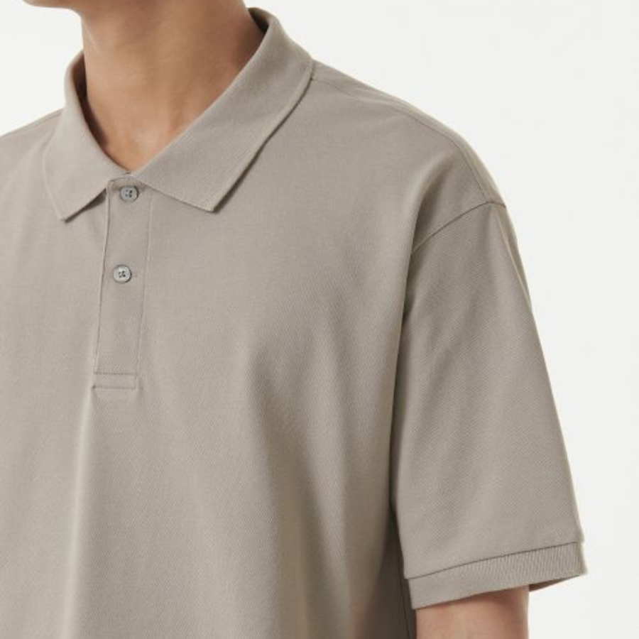 [Cooltandard] Relaxed Fit Piqué Polo Shirt [Grayish Beige]