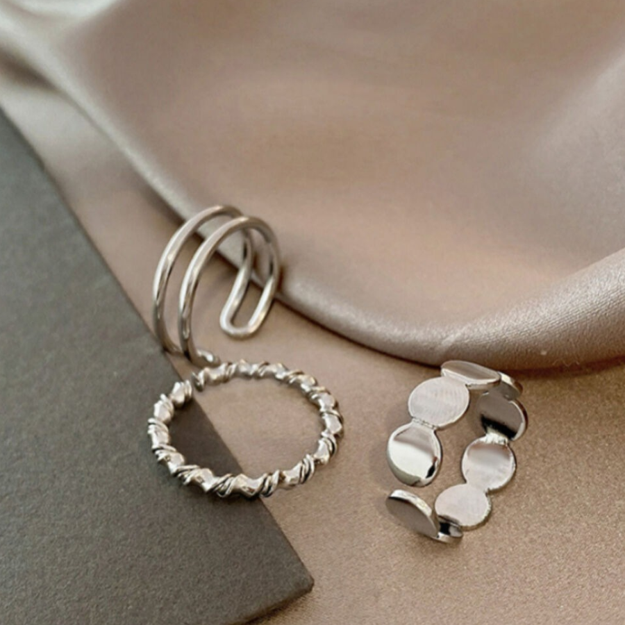 Серебряное хирургическое кольцо из 3 частей для указательного пальца