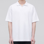Slit Neck Piqué Polo Shirt [White]