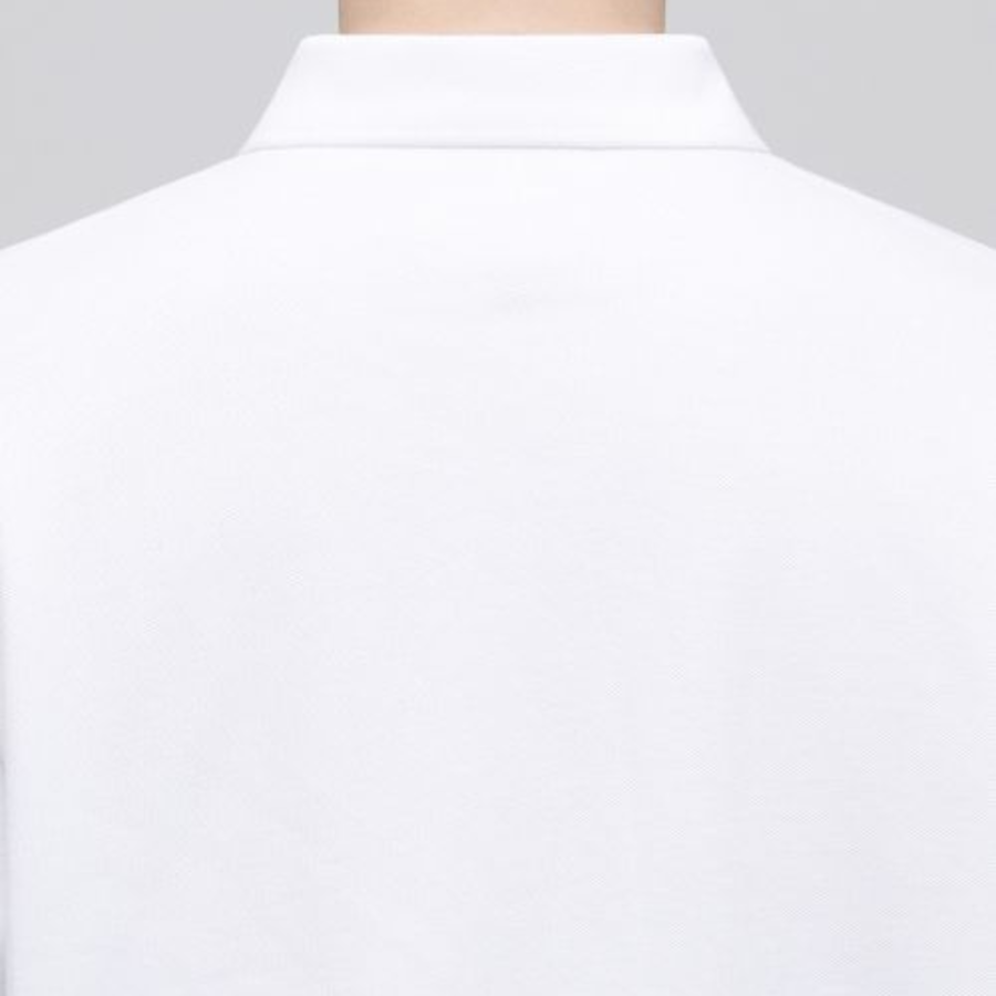 Slit Neck Piqué Polo Shirt [White]