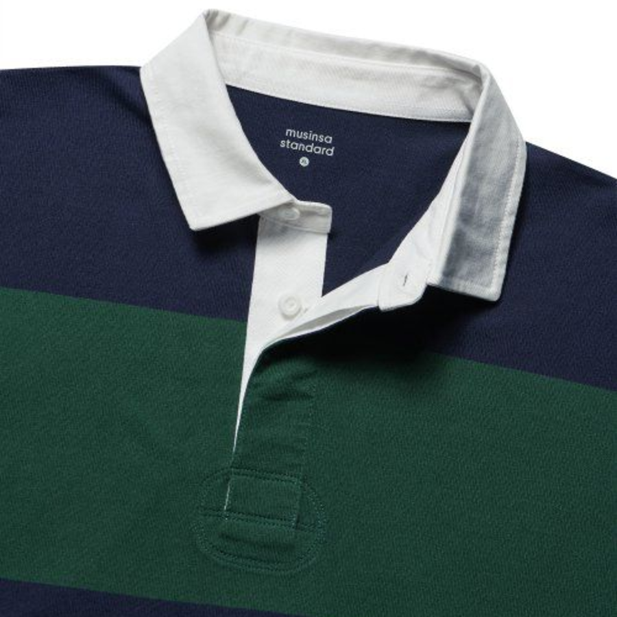 Oversized Stripe Rugby Shirt [Navy/Green]