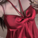 Lovely Halter Big Ribbon Slip Dress