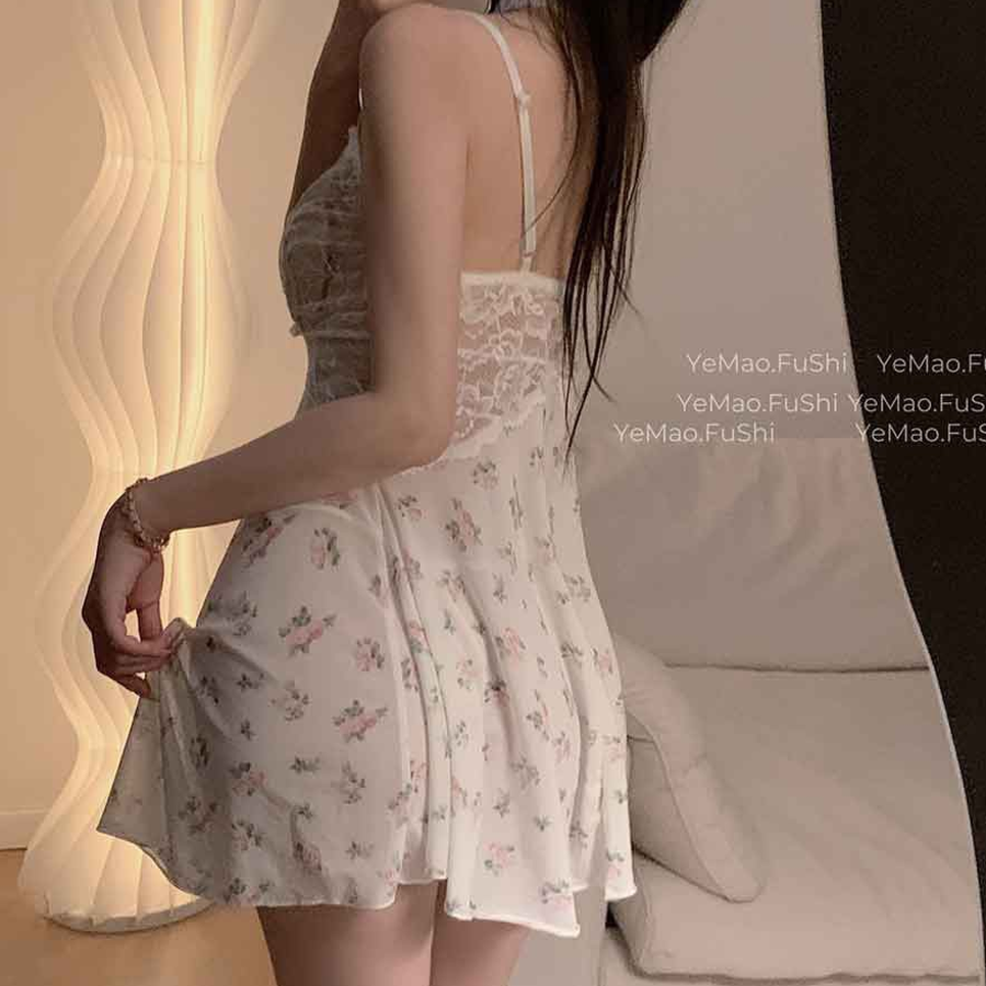 See-Through Flower Lace Slip Dress