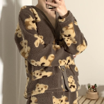 Yubu V-Neck Pocket Fleece Pajama Set