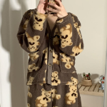 Yubu V-Neck Pocket Fleece Pajama Set