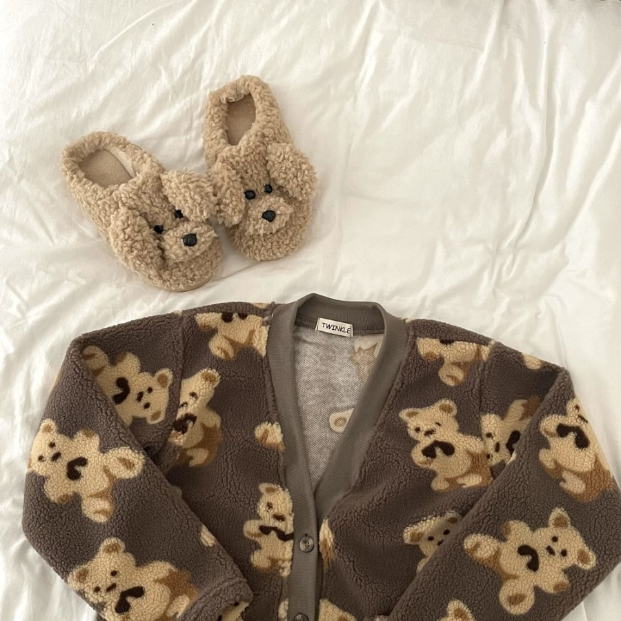 Yubu V-Neck Pocket Fleece Pajama Set