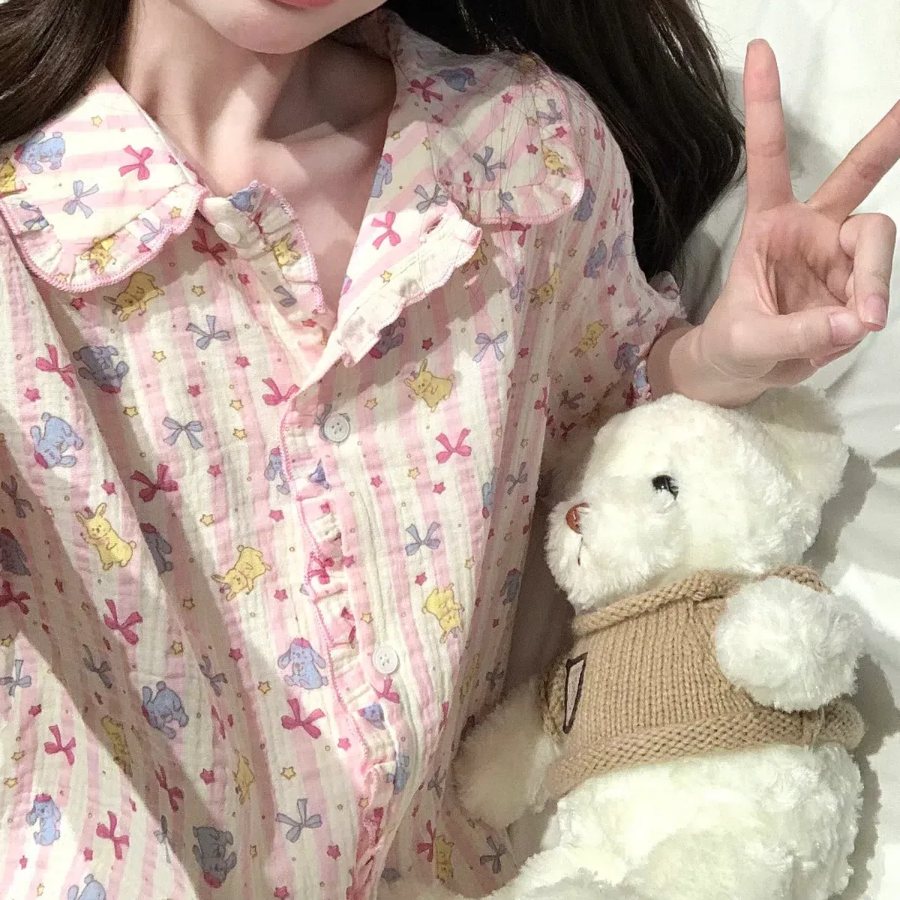 Jellybear Check Frill Pajama Set