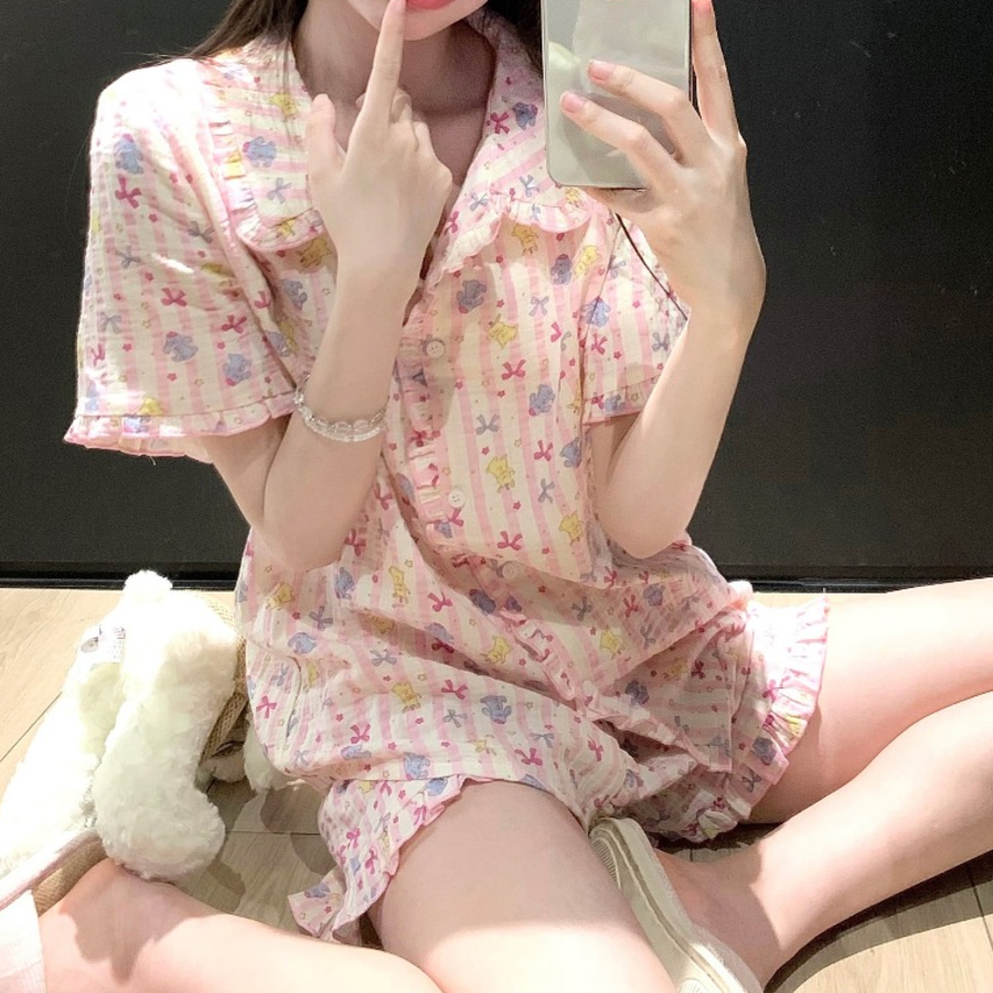 Jellybear Check Frill Pajama Set