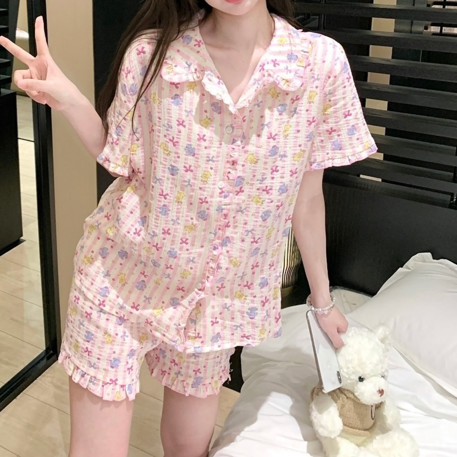 Jellybear Check Frill Pajama Set