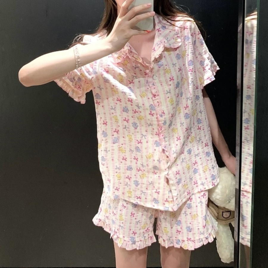 Jellybear Check Frill Pajama Set