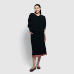 JAJU Seersucker Midi Skirt (Black)  — лёгкость и комфорт в каждой складке