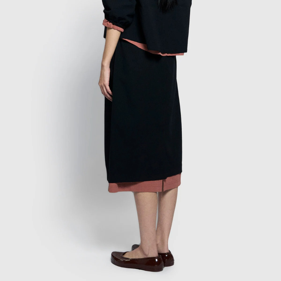 JAJU Seersucker Midi Skirt (Black)  — лёгкость и комфорт в каждой складке