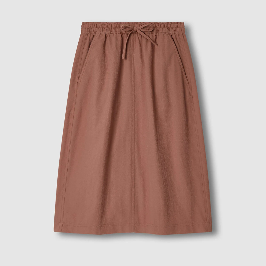 JAJU Seersucker Midi Skirt (Brick) — свежесть и стиль для тёплых дней