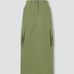 JAJU Seersucker Midi Skirt (Khaki) — лёгкость природы в городском ритме
