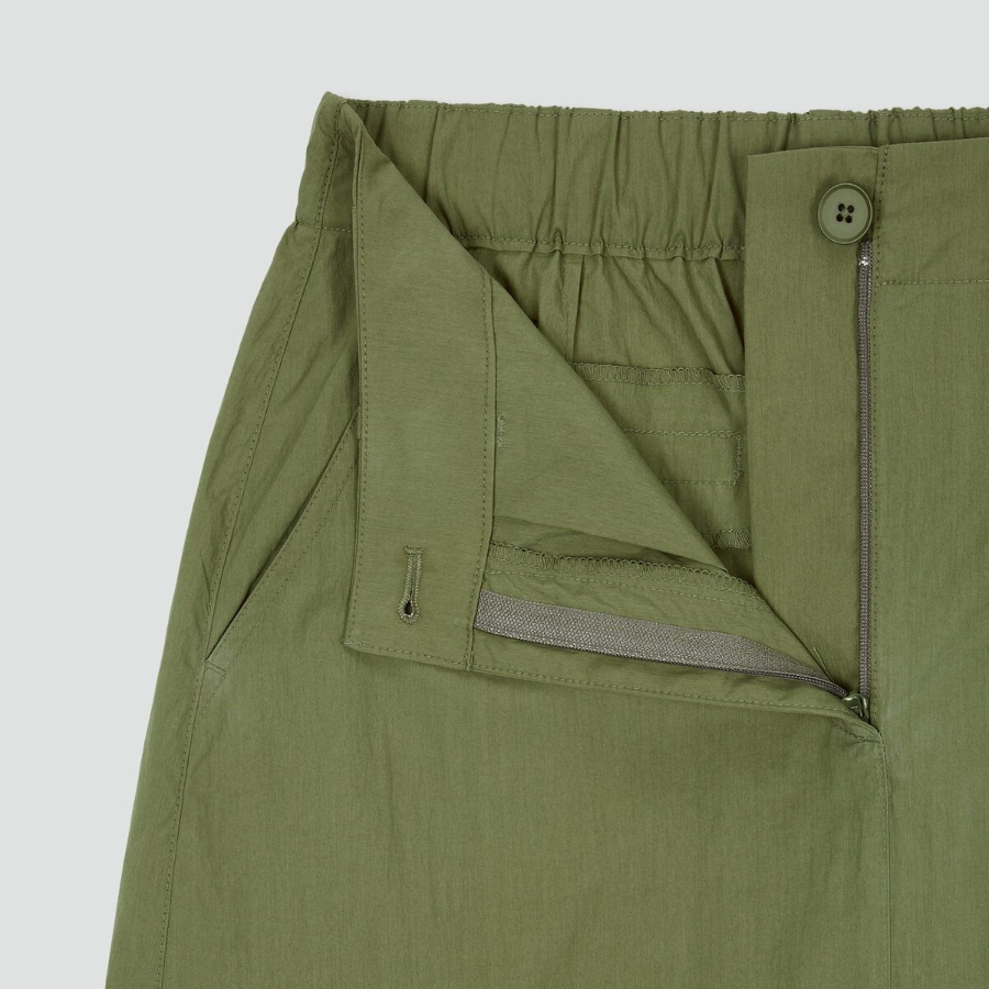 JAJU Seersucker Midi Skirt (Khaki) — лёгкость природы в городском ритме